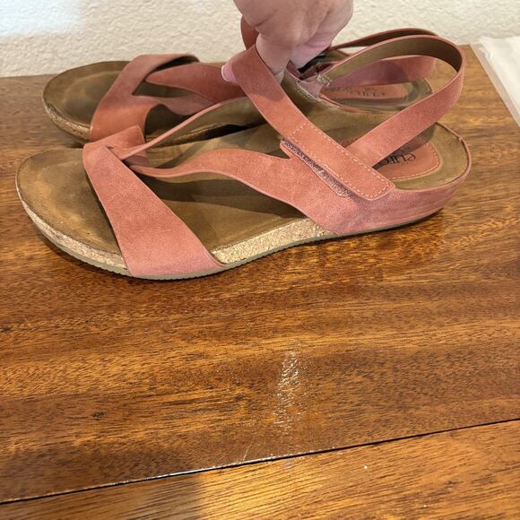 Eurosoft by Sofft Sandals Womens Size 7.5 Pink Giametta Cork Wedge Slingback - Picture 7 of 12